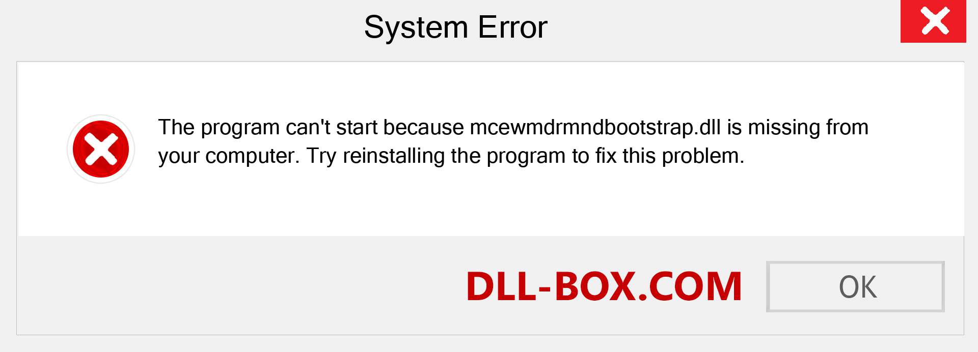  mcewmdrmndbootstrap.dll file is missing?. Download for Windows 7, 8, 10 - Fix  mcewmdrmndbootstrap dll Missing Error on Windows, photos, images